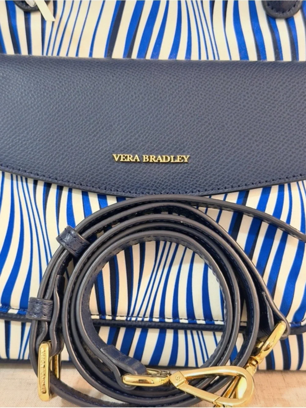 Vera Bradley Blue and White Wave Satchel